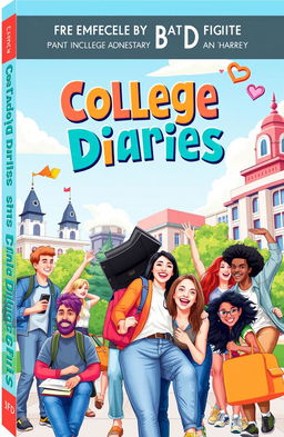 A vibrant and engaging book cover for a book titled "College Diaries"