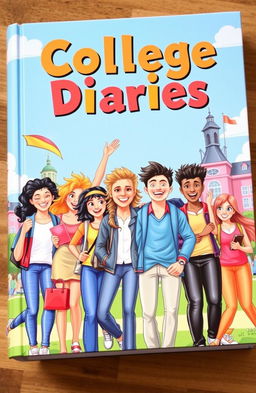 A vibrant and engaging book cover for a book titled "College Diaries"