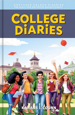 A vibrant and engaging book cover for a book titled "College Diaries"