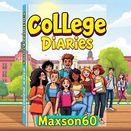 A vibrant and engaging book cover for a book titled "College Diaries" by Maxson60