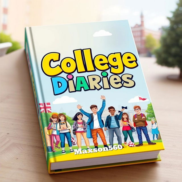 A vibrant and engaging book cover for a book titled "College Diaries" by Maxson60