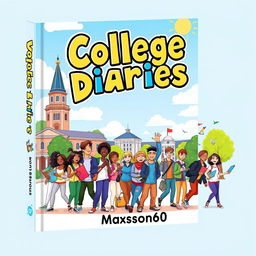 A vibrant and engaging book cover for a book titled "College Diaries" by Maxson60