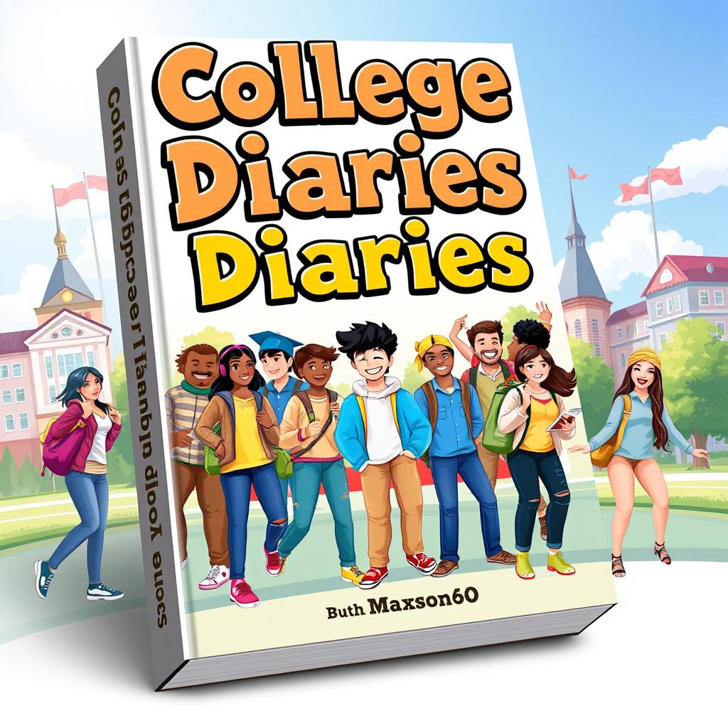 A vibrant and engaging book cover for a book titled "College Diaries" by Maxson60