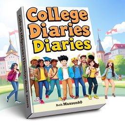 A vibrant and engaging book cover for a book titled "College Diaries" by Maxson60