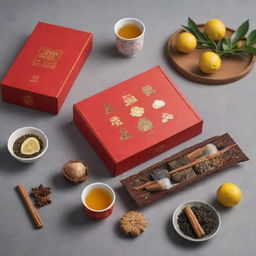 A festive Chinese tea package with iconography representing the distinct culture