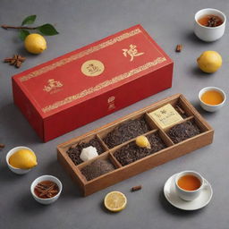 A festive Chinese tea package with iconography representing the distinct culture