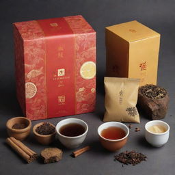 A festive Chinese tea package with iconography representing the distinct culture