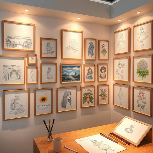 A visually stunning art showcase titled 'MY DRAWINGS' by Kim Aera