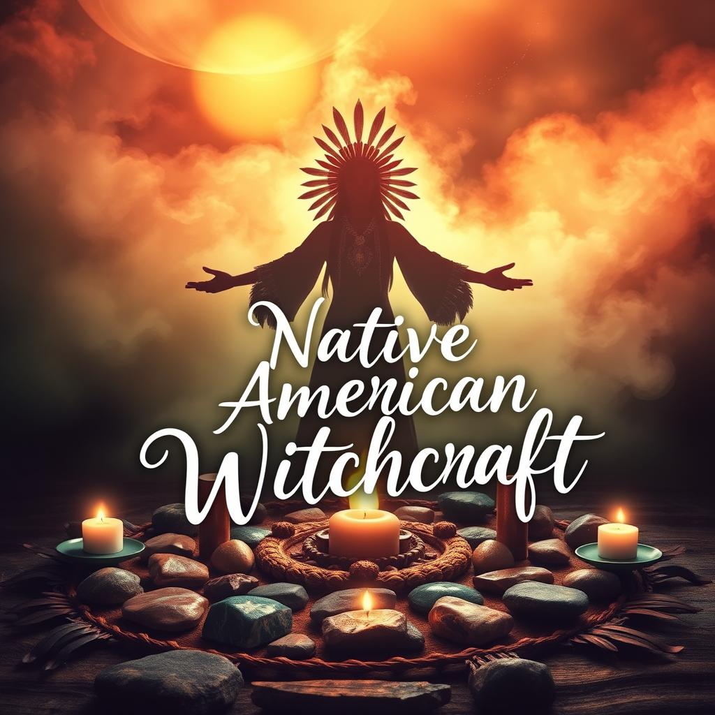 A captivating book cover design featuring the theme of Native American witchcraft