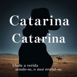 A mysterious woman named Catarina, wearing a cowboy hat, looking back over her shoulder, with her face partially obscured to symbolize her dual life as a spy