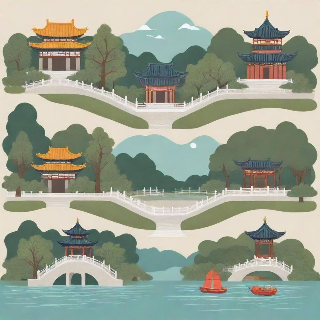 Illustrative, simplified representation of prominent landmarks from Suzhou, China