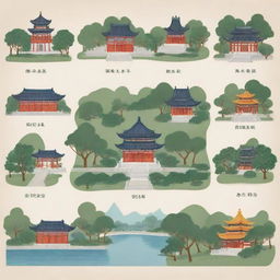 Illustrative, simplified representation of prominent landmarks from Suzhou, China