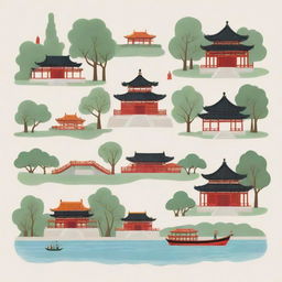 Illustrative, simplified representation of prominent landmarks from Suzhou, China