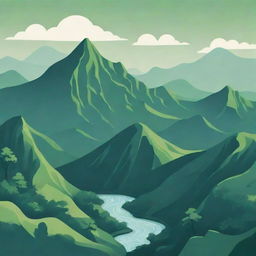 A vividly simple illustration of Lushan Mountain, China, drawn in a stylized manner