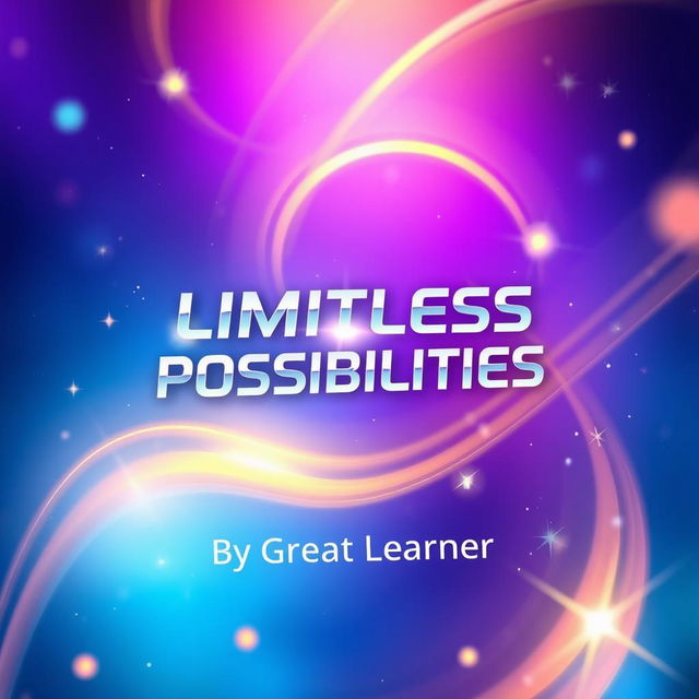 An ultra HD book cover design featuring the inspiring title 'Limitless Possibilities' prominently displayed in bold, futuristic typography at the center