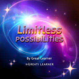 An ultra HD book cover design featuring the inspiring title 'Limitless Possibilities' prominently displayed in bold, futuristic typography at the center