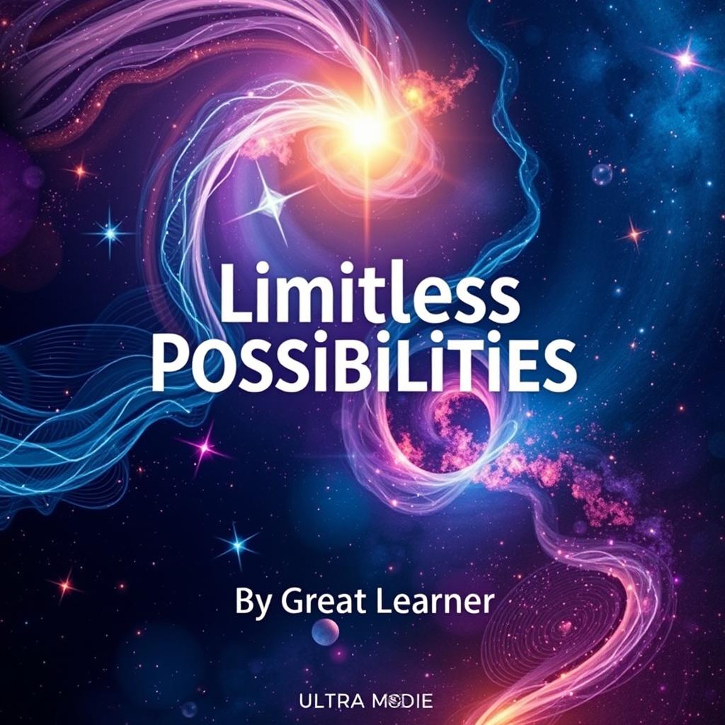 An ultra HD book cover design showcasing the title 'Limitless Possibilities' prominently in an eye-catching, modern typography at the center