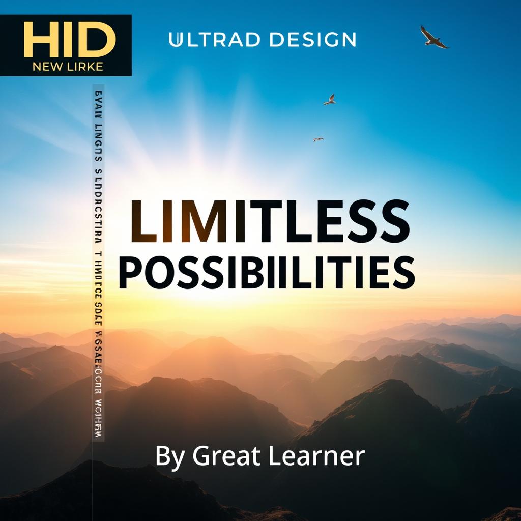 An ultra HD book cover design with the title 'Limitless Possibilities' showcased in a bold, modern font that draws attention at the center of the cover