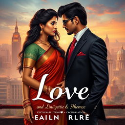 A captivating book cover design illustrating a South Indian Malayalee woman and a royal Rajput man, symbolizing their unique love story
