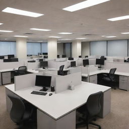 A large, budget-friendly office space filled with workers