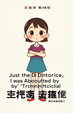 A book cover featuring a quadratic girl with a whimsical design, standing confidently at the center