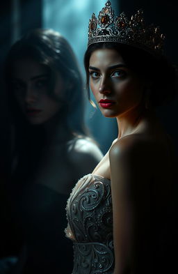 A mysterious scene featuring two women
