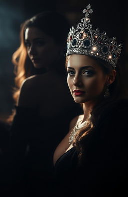A mysterious scene featuring two women