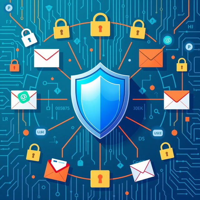 An illustration depicting a cybersecurity theme focused on email safety