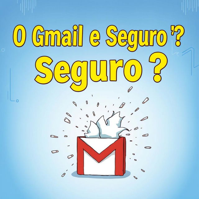 An artistic illustration featuring the text "O Gmail é Seguro ?" prominently displayed