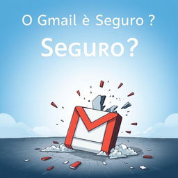 An artistic illustration featuring the text "O Gmail é Seguro ?" prominently displayed