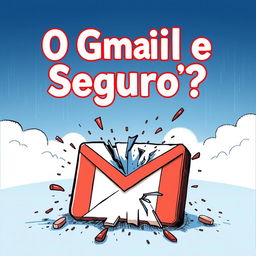 An artistic illustration featuring the text "O Gmail é Seguro ?" prominently displayed