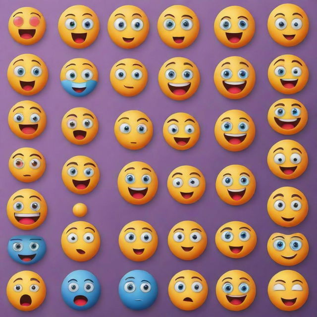 Generate a random, colorful and playful emoji with expressive facial features.