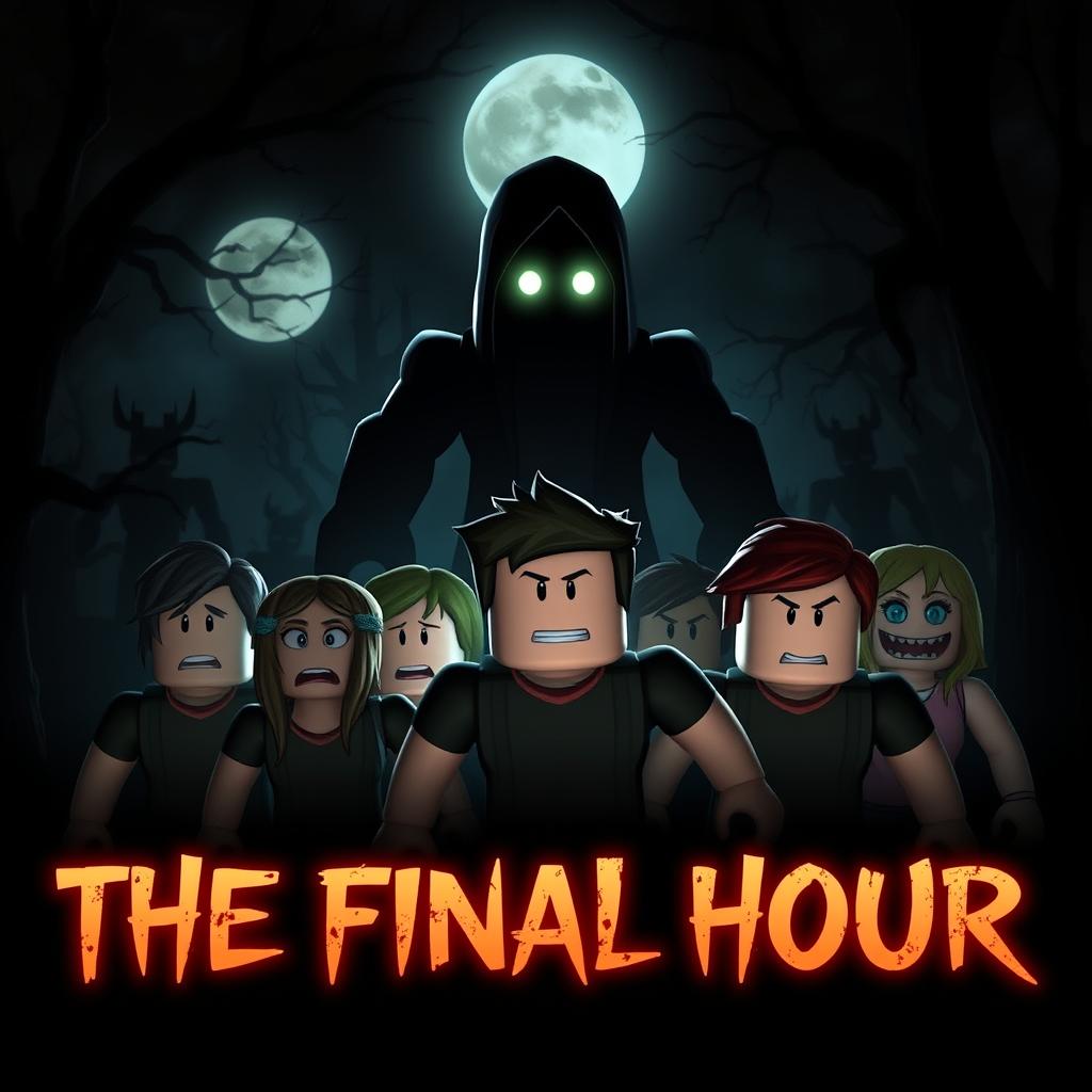 A captivating and intense cover image for a Roblox Animated Horror Movie titled 'THE FINAL HOUR'