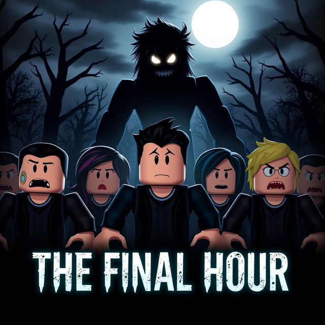 A captivating and intense cover image for a Roblox Animated Horror Movie titled 'THE FINAL HOUR'