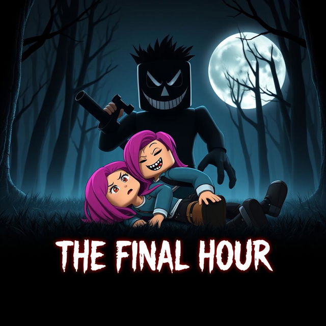 A striking cover image for a YouTube video showcasing a Roblox Animated Horror Movie titled 'THE FINAL HOUR'