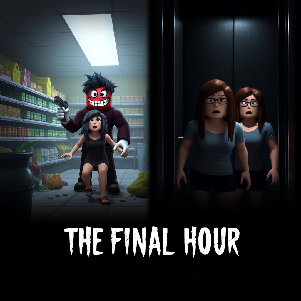 A gripping cover image for a YouTube video featuring a Roblox Animated Horror Movie titled 'THE FINAL HOUR'