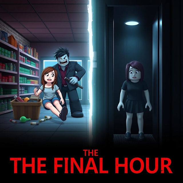 A gripping cover image for a YouTube video featuring a Roblox Animated Horror Movie titled 'THE FINAL HOUR'