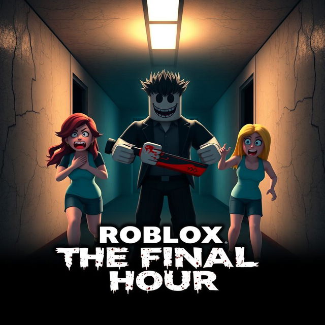 An engaging cover image for a YouTube video presenting a ROBLOX Animated Horror Movie titled 'THE FINAL HOUR'