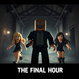 A captivating cover image for a YouTube video featuring a Roblox Animated Horror Movie titled 'THE FINAL HOUR'