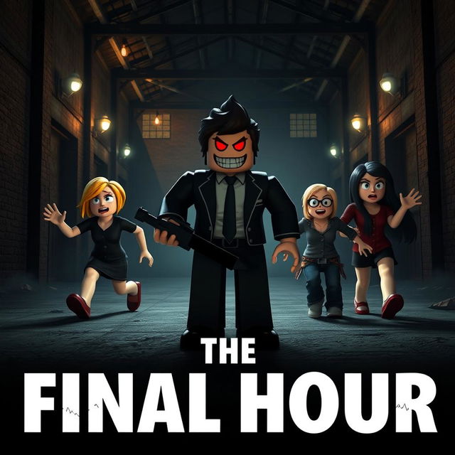 A captivating cover image for a YouTube video featuring a Roblox Animated Horror Movie titled 'THE FINAL HOUR'