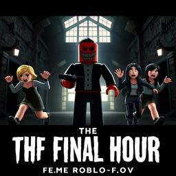 A captivating cover image for a YouTube video featuring a Roblox Animated Horror Movie titled 'THE FINAL HOUR'