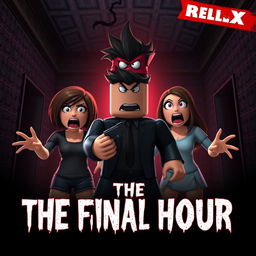 A thrilling cover image for a YouTube video showcasing a Roblox Animated Horror Movie titled 'THE FINAL HOUR'