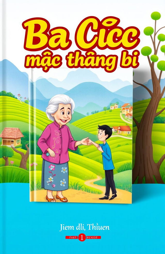 A vibrant book cover design for the title "Bà Cúc mắc thằng bố"