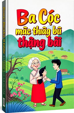 A vibrant book cover design for the title "Bà Cúc mắc thằng bố"