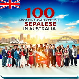 A visually stunning book cover for '100 Most Financially Successful Nepalese in Australia' without any text
