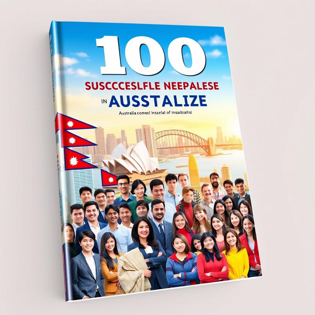 A visually stunning book cover for '100 Most Financially Successful Nepalese in Australia' without any text