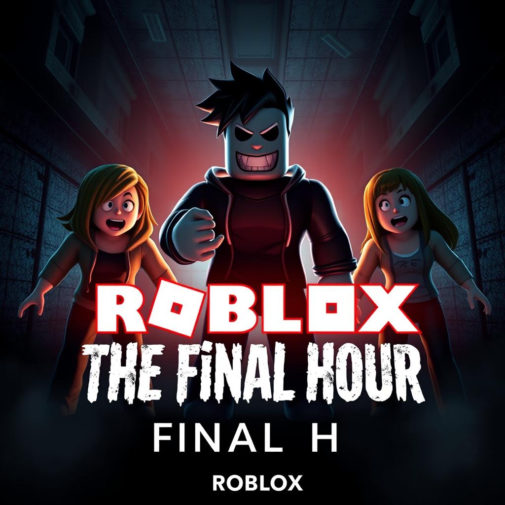 An eye-catching cover image for a YouTube video titled 'Roblox Animated Horror Movie - THE FINAL HOUR'