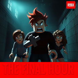 An eye-grabbing cover image for a YouTube video about a Roblox Animated Horror Movie titled 'THE FINAL HOUR'