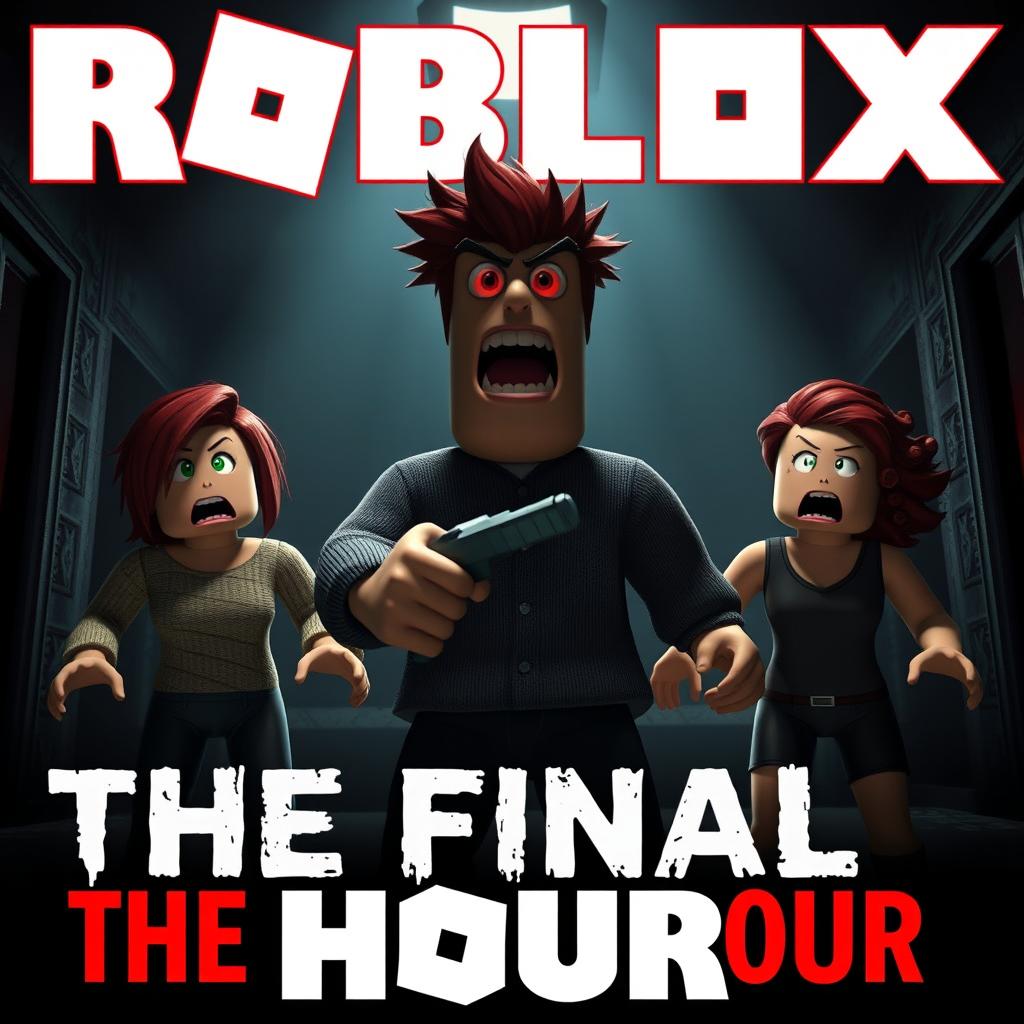 An eye-grabbing cover image for a YouTube video about a Roblox Animated Horror Movie titled 'THE FINAL HOUR'