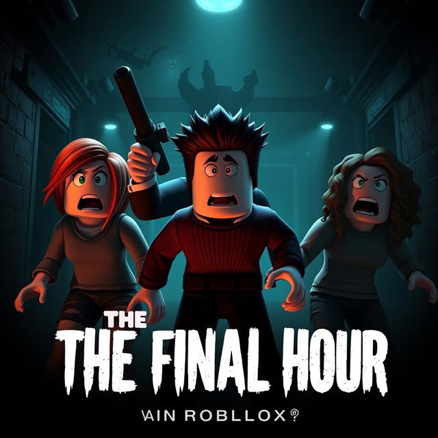 An eye-grabbing cover image for a YouTube video about a Roblox Animated Horror Movie titled 'THE FINAL HOUR'